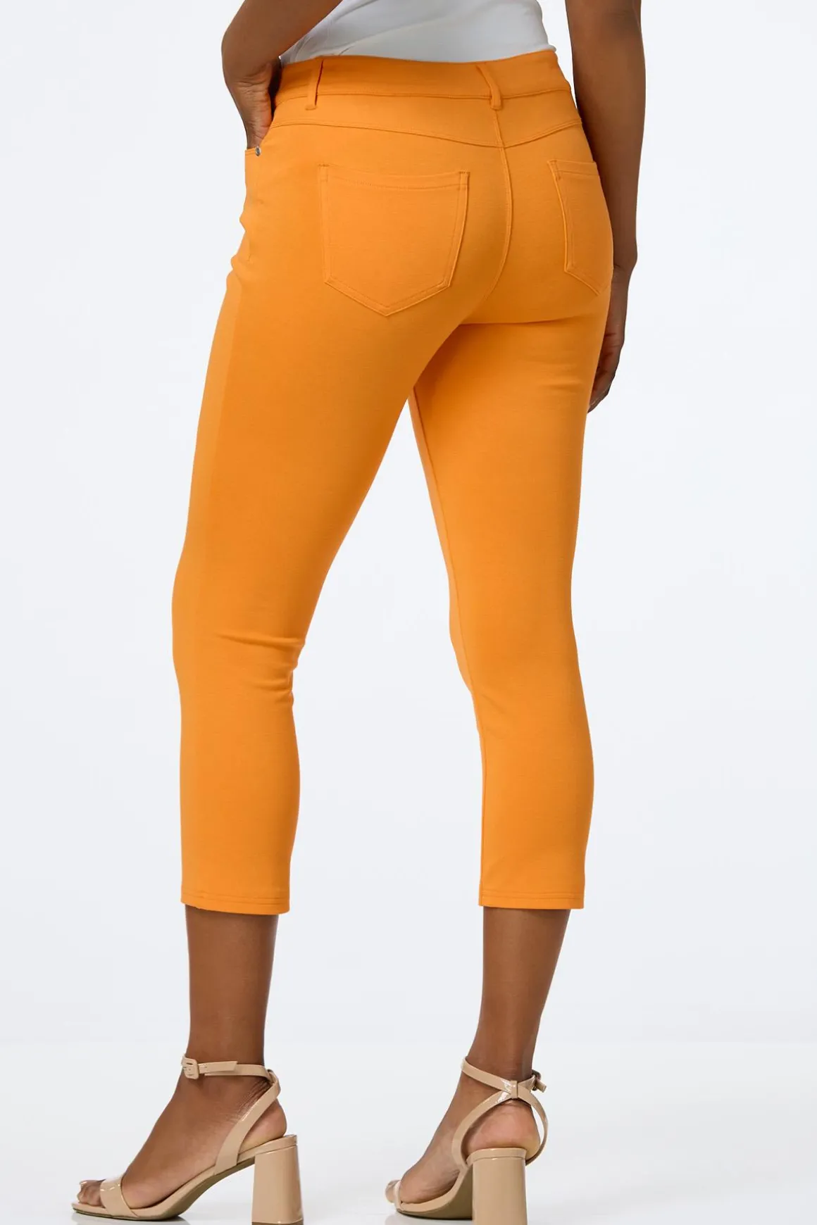 Solid Ponte Skinny Cropped Pants