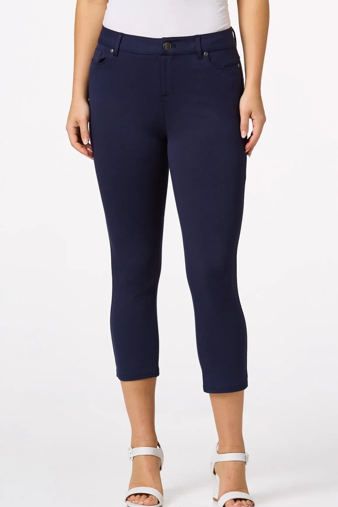 Solid Ponte Skinny Cropped Pants