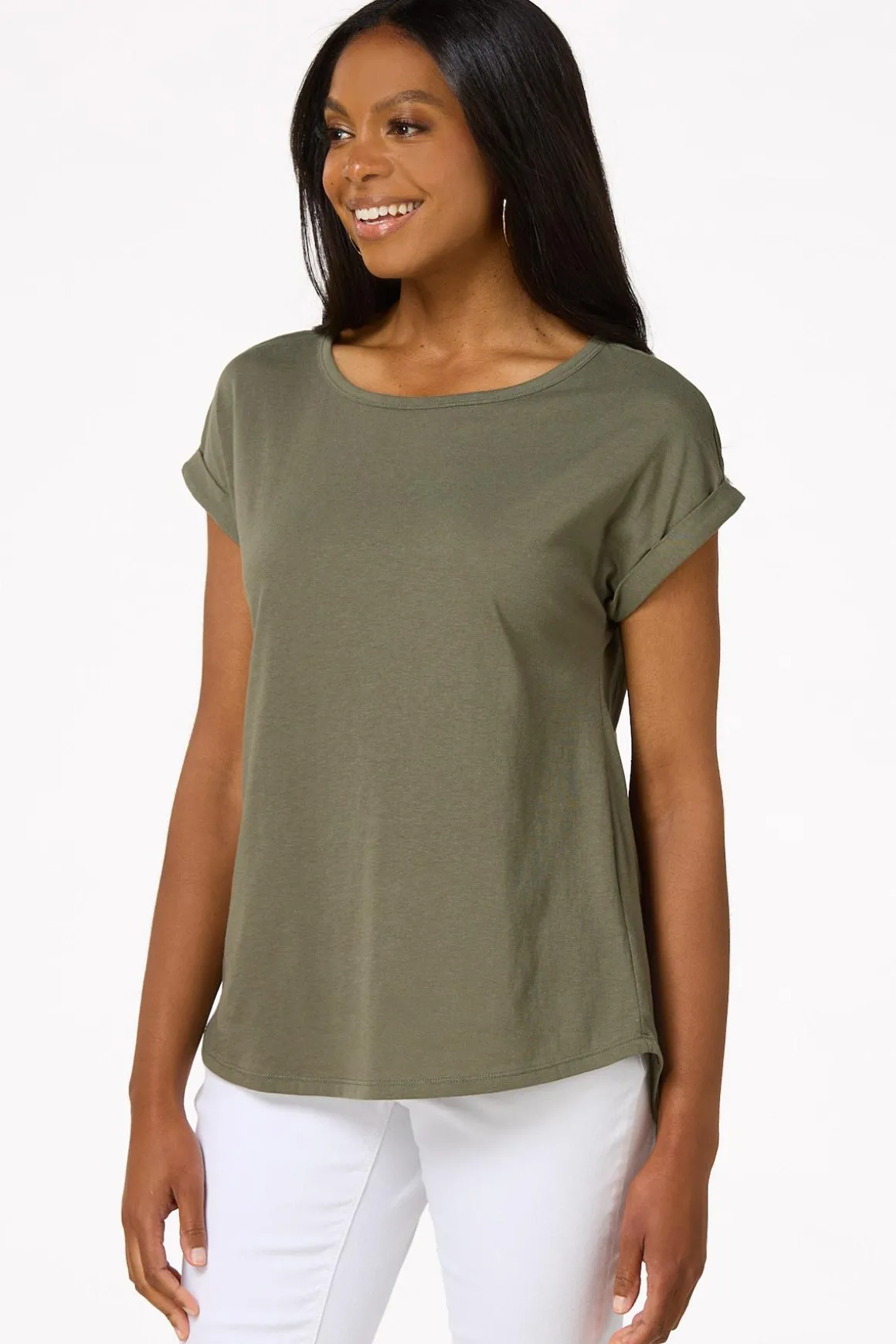 Solid Rolled Cuff Tee