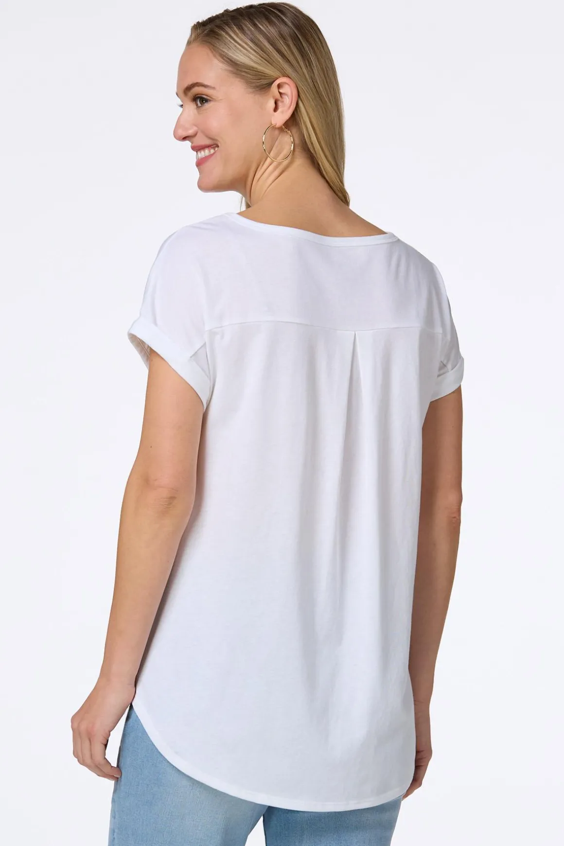 Solid Rolled Cuff Tee