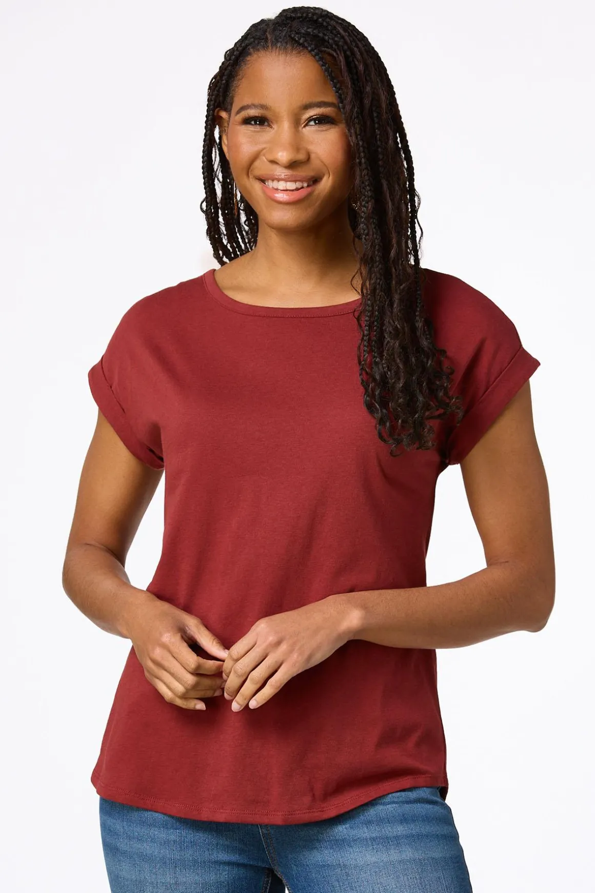 Solid Rolled Cuff Tee