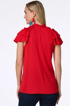 Solid Ruffled Crepe Top