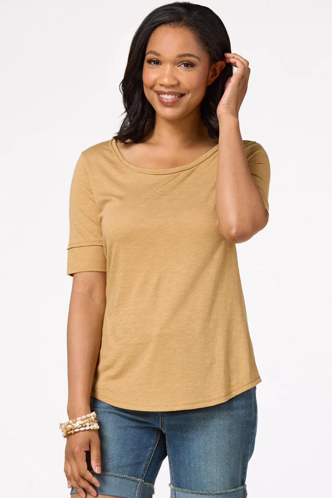 Solid Scoop Neck Tee