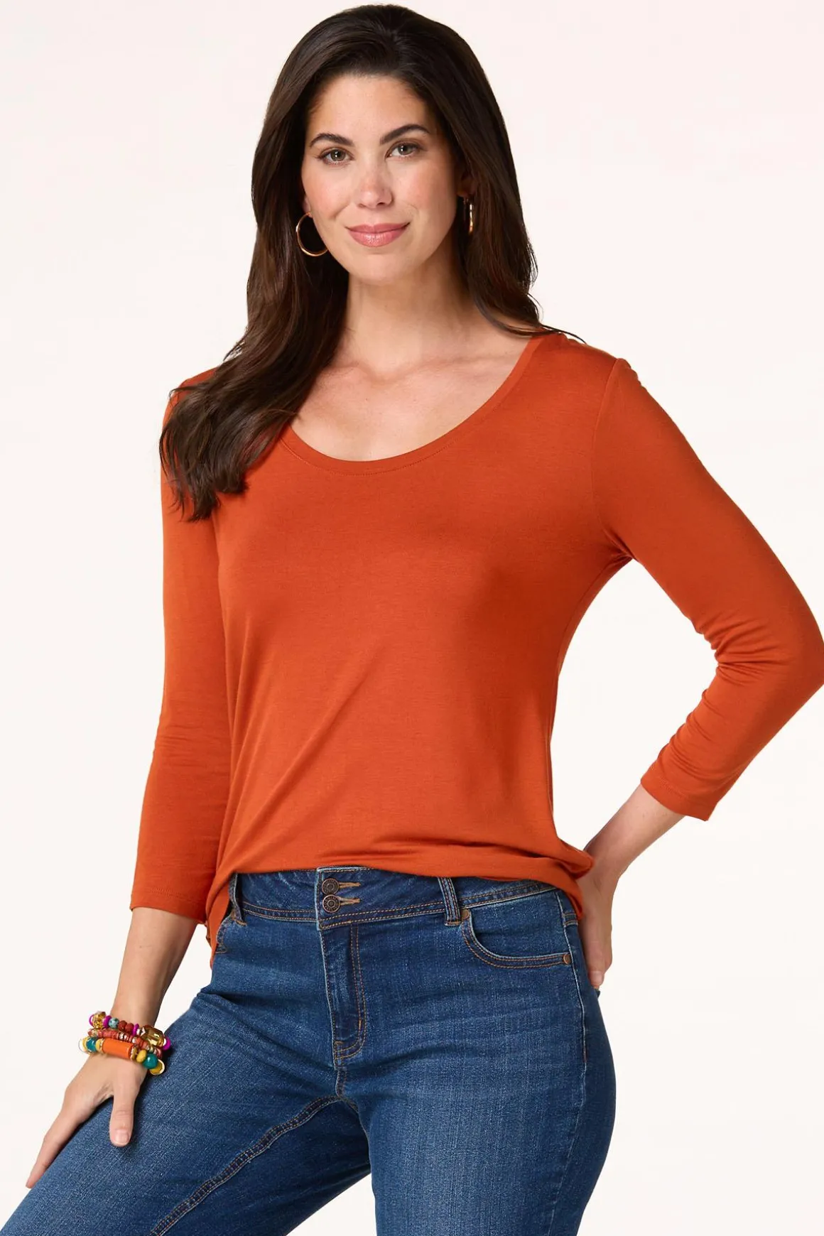 Solid Scoop Neck Top