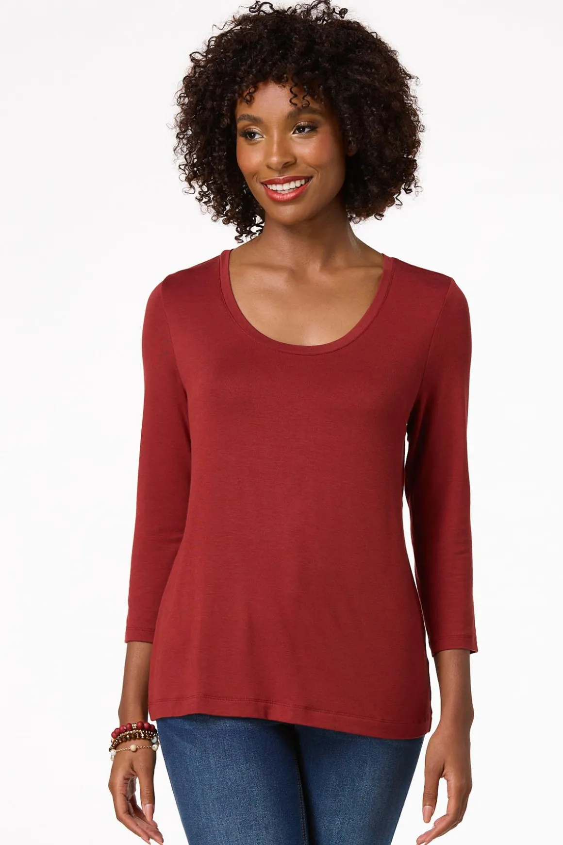 Solid Scoop Neck Top
