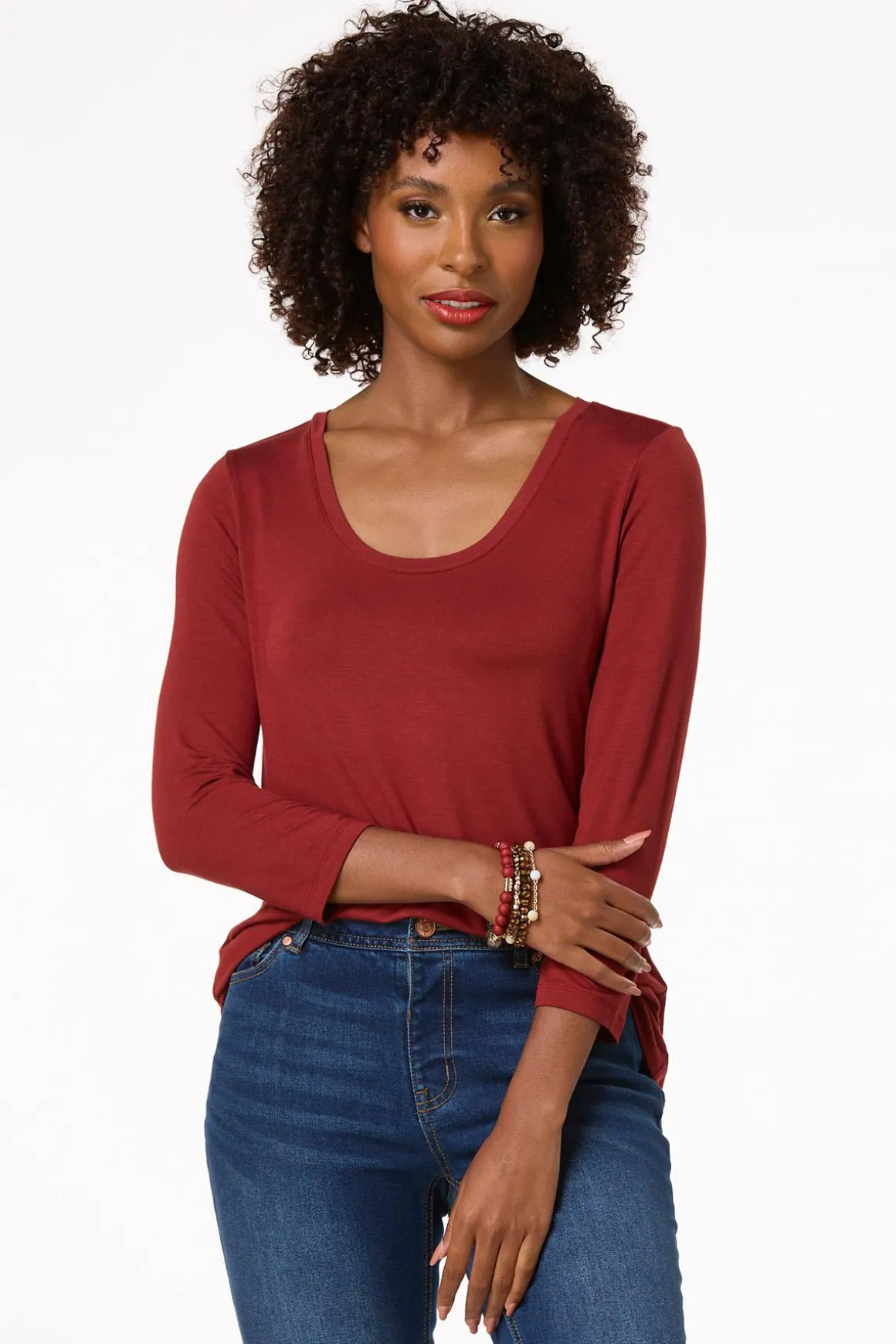 Solid Scoop Neck Top
