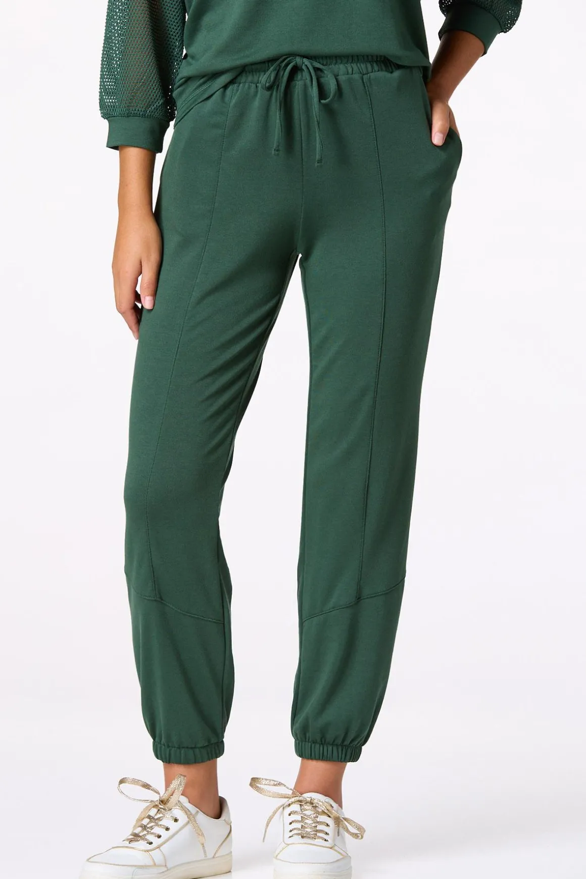 Solid Seamed Front Jogger Pants