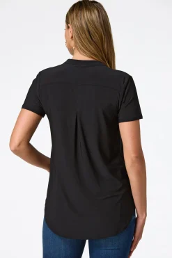 Solid Split V- Neck Top