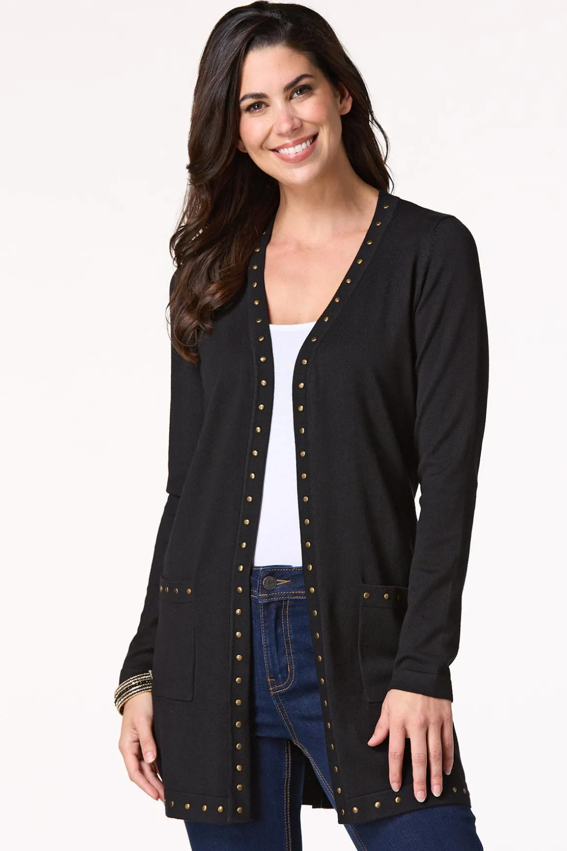Solid Studded Cardigan