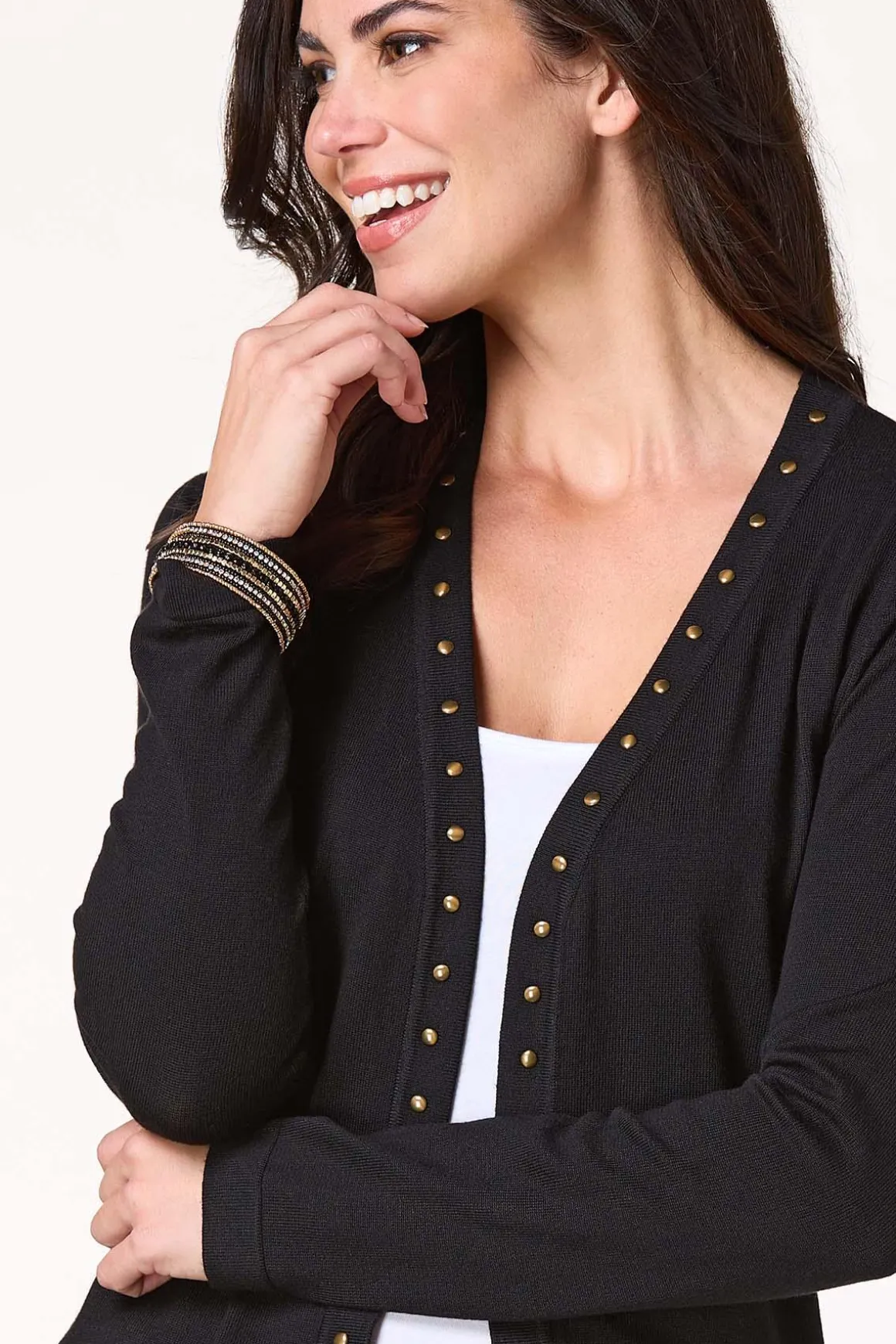 Solid Studded Cardigan