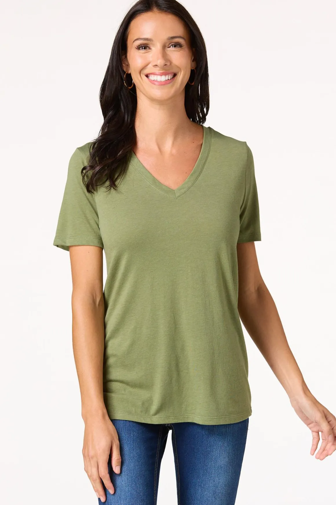 Solid V- Neck Tee