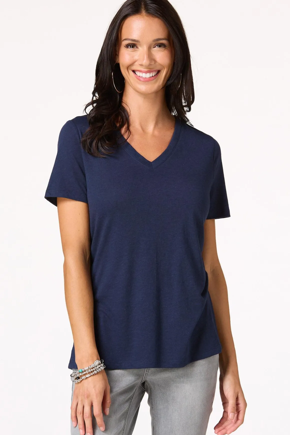 Solid V- Neck Tee