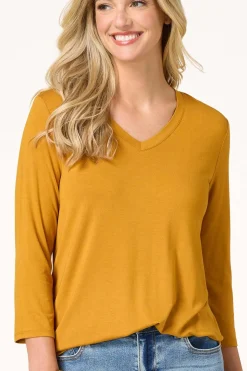 Solid V- Neck Tunic Top
