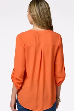 Solid Zip Neckline Top