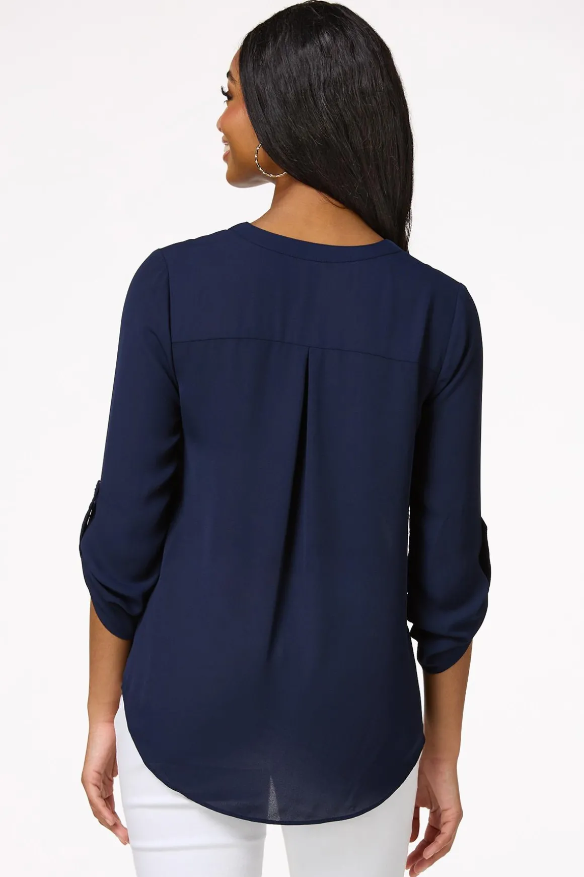 Solid Zip Neckline Top