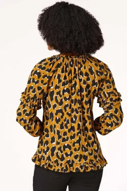 Spotted Ruffled Trim Top