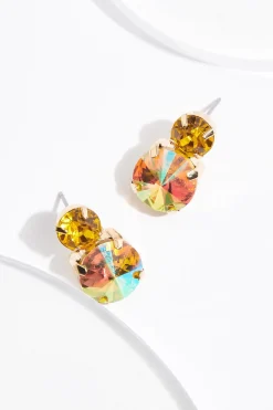 Stacked Stone Button Earrings