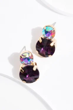 Stacked Stone Button Earrings