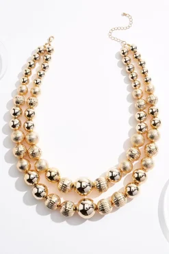 Statement Gold Ball Layered Necklace