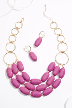 Statement Resin Layered Necklace Set