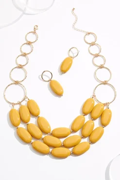 Statement Resin Layered Necklace Set