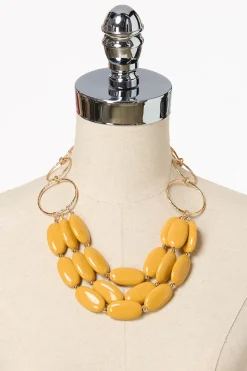 Statement Resin Layered Necklace Set