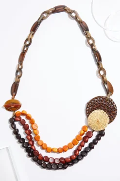 Statement Wood Rattan Necklace