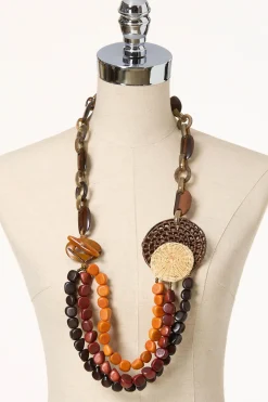 Statement Wood Rattan Necklace