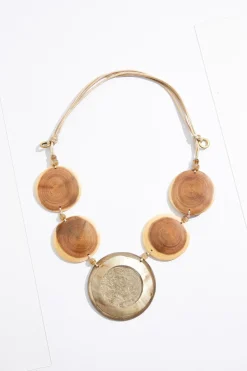 Statement Wood Resin Pendant Necklace