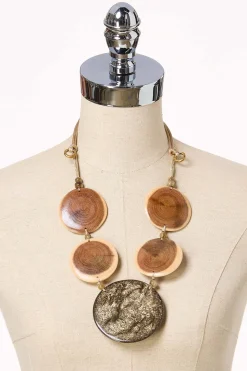 Statement Wood Resin Pendant Necklace