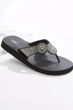 Stone Medallion Flip Flops