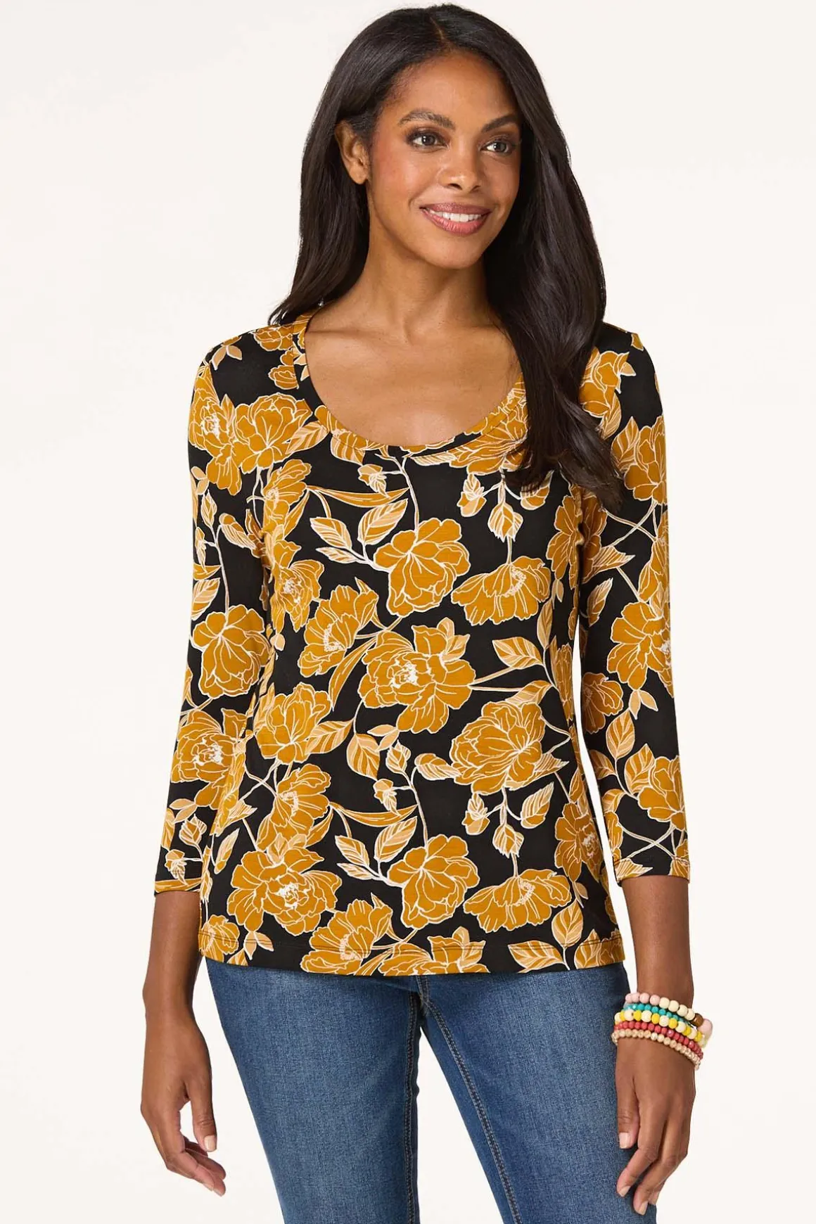 Stretch Sketch Floral Top