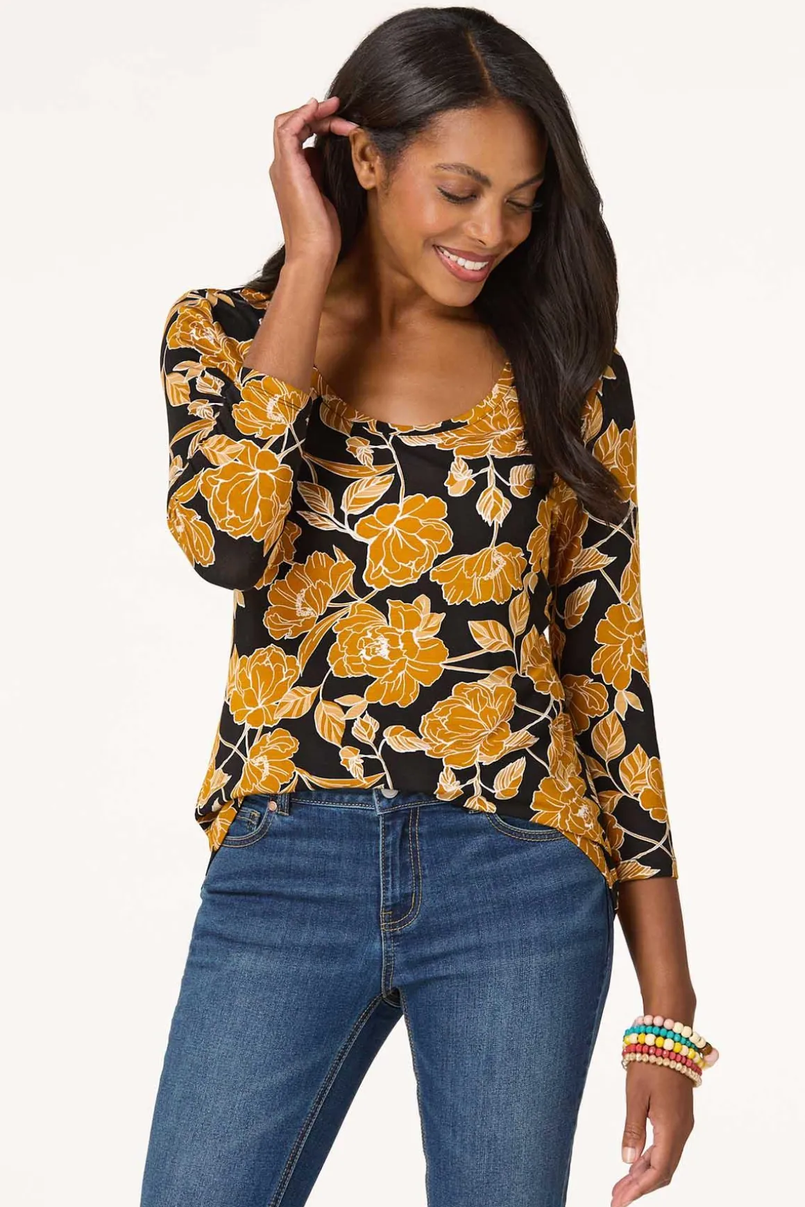 Stretch Sketch Floral Top