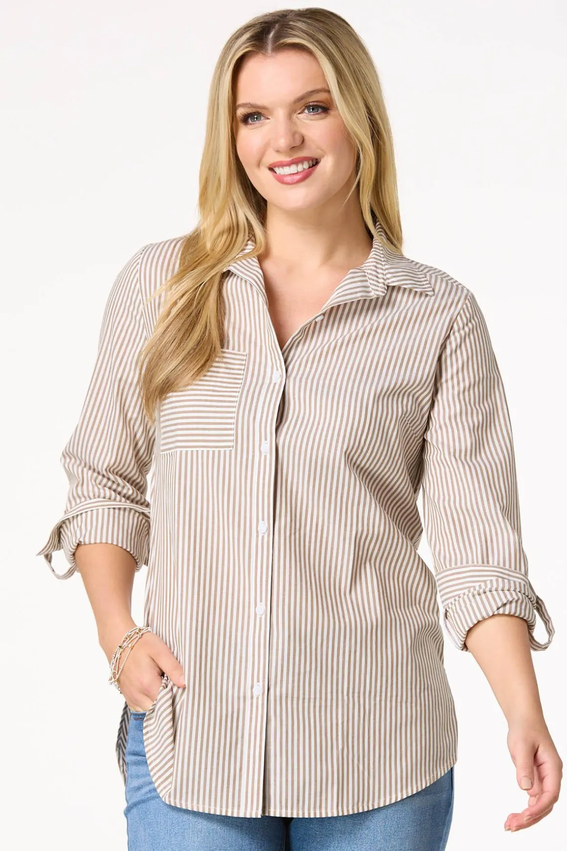 Stripe Button Front Shirt