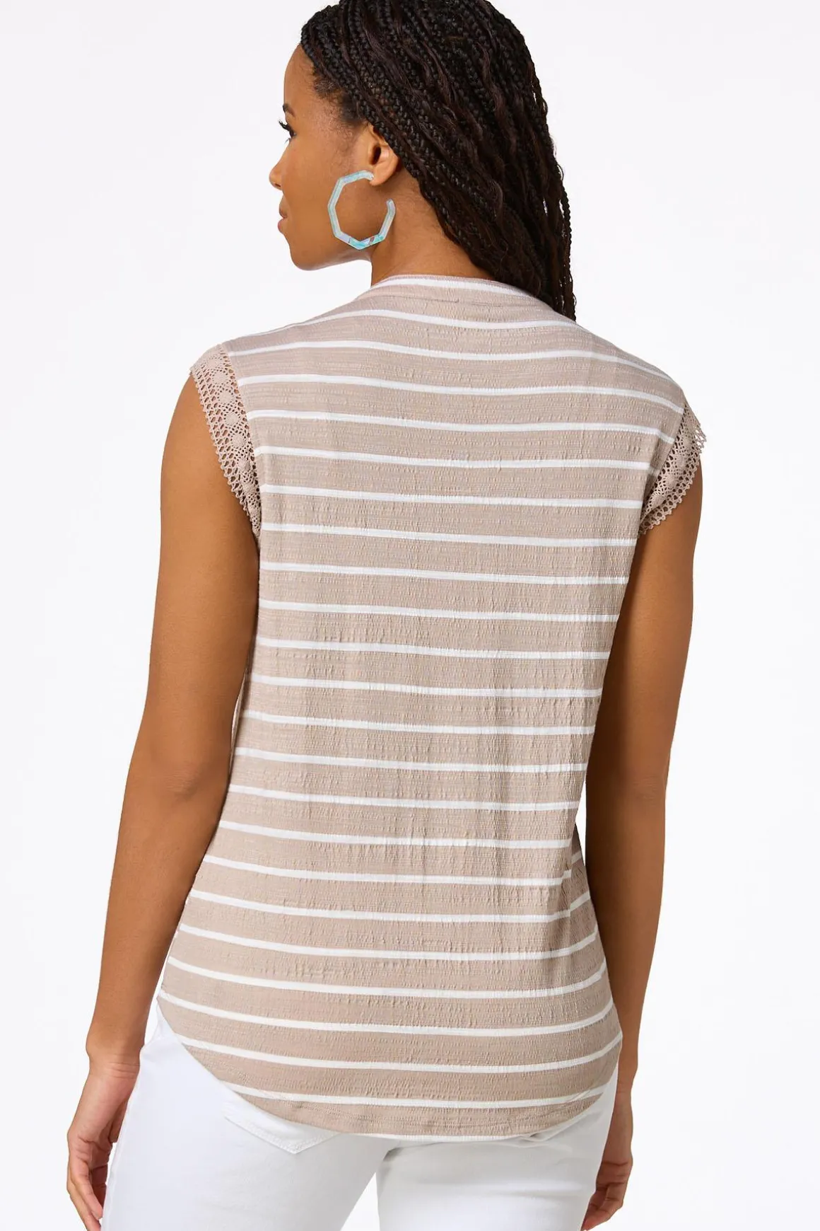 Stripe Crochet Trim Top