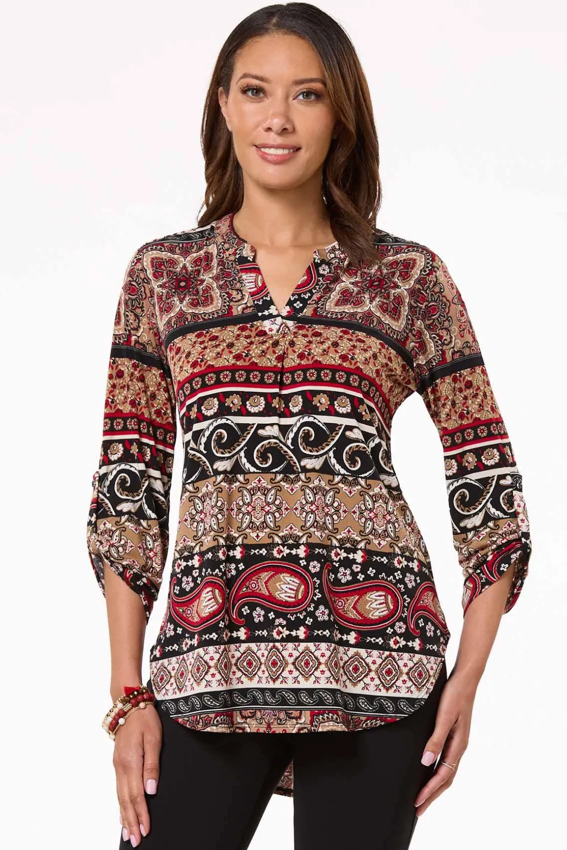 Stripe Floral Medallion Top