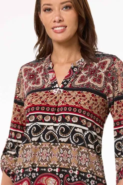 Stripe Floral Medallion Top