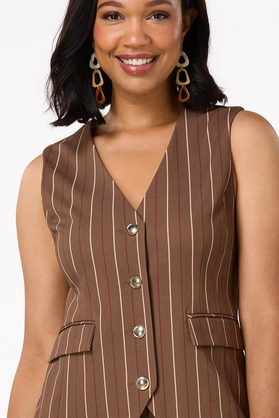 Stripe Gold Button Vest