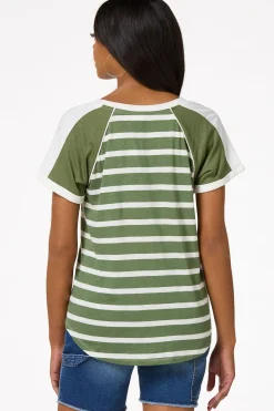 Stripe Lace- Up Top