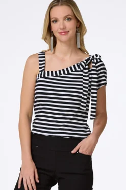 Stripe One Shoulder Top
