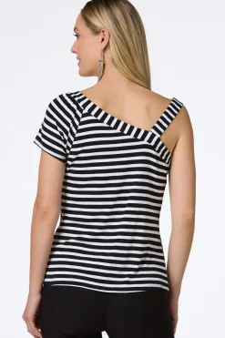 Stripe One Shoulder Top
