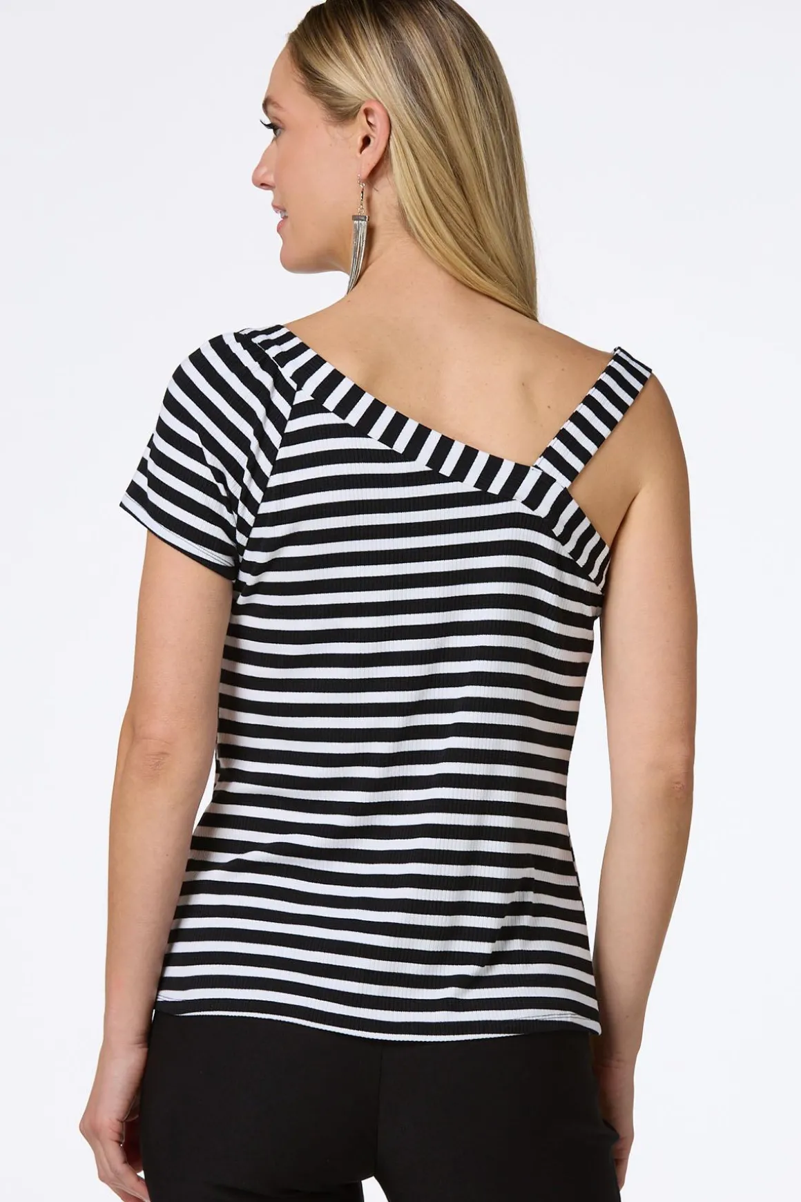 Stripe One Shoulder Top
