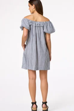 Stripe Puff Sleeve Dress