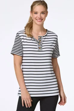 Stripe Ribbed Henley