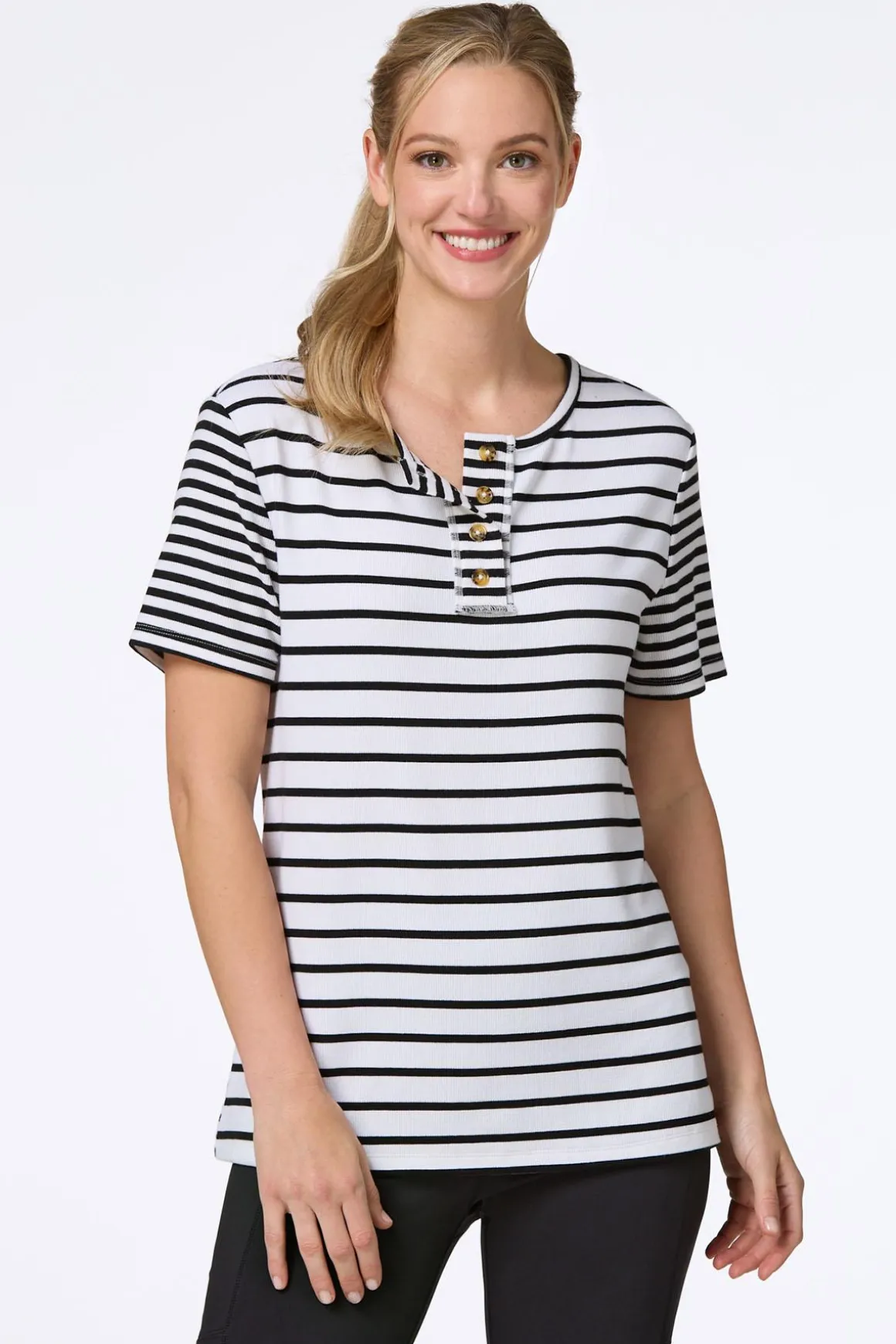 Stripe Ribbed Henley