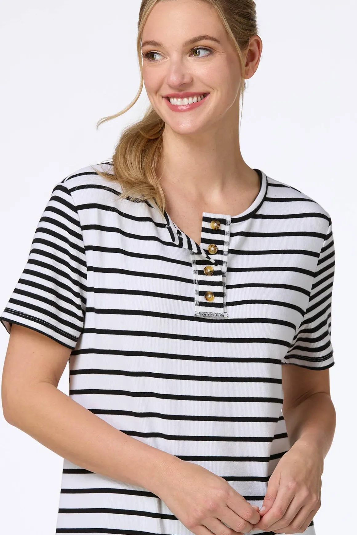 Stripe Ribbed Henley