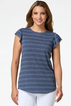 Stripe Ruffle Sleeve Top