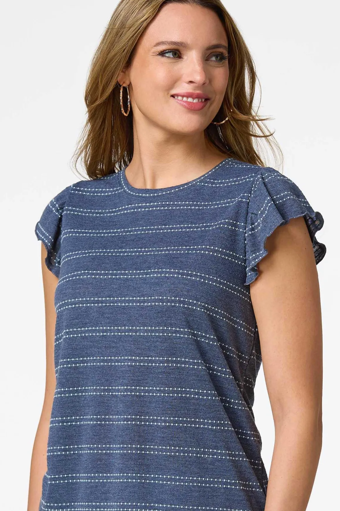 Stripe Ruffle Sleeve Top