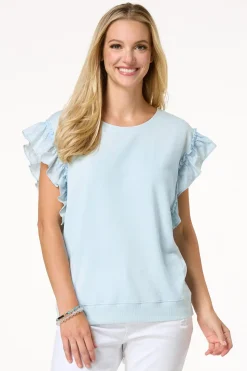 Stripe Ruffle Trim Sweatshirt