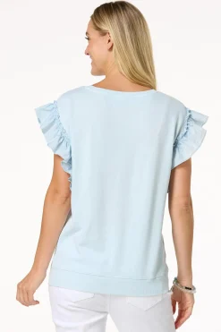 Stripe Ruffle Trim Sweatshirt